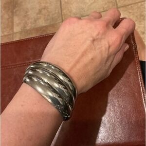 Sterling Silver Cuff Bracelet Italy .925 Bangle Wide Statement